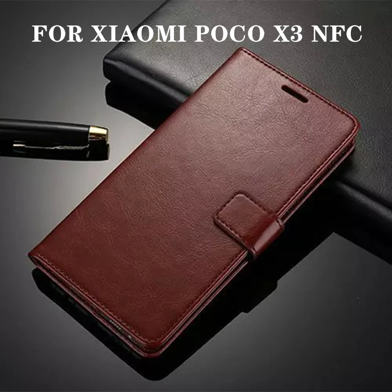 MOFi Flip Case Cover Už Xiaomi Poco X3 NFC Odos Magnetinių Sagčių PocoX3 Kortelės Lizdas Apsaugos Turėtojas Shell Anti-Knock