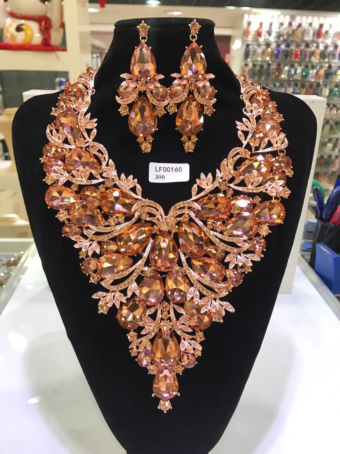 Mados Fine Jewelry Nustatyti Dubajus Krištolo Karoliai & Auskarai Vestuvių Spalvotų Prabanga Kalnų Krištolas Aukso Papuošalų Rinkinys