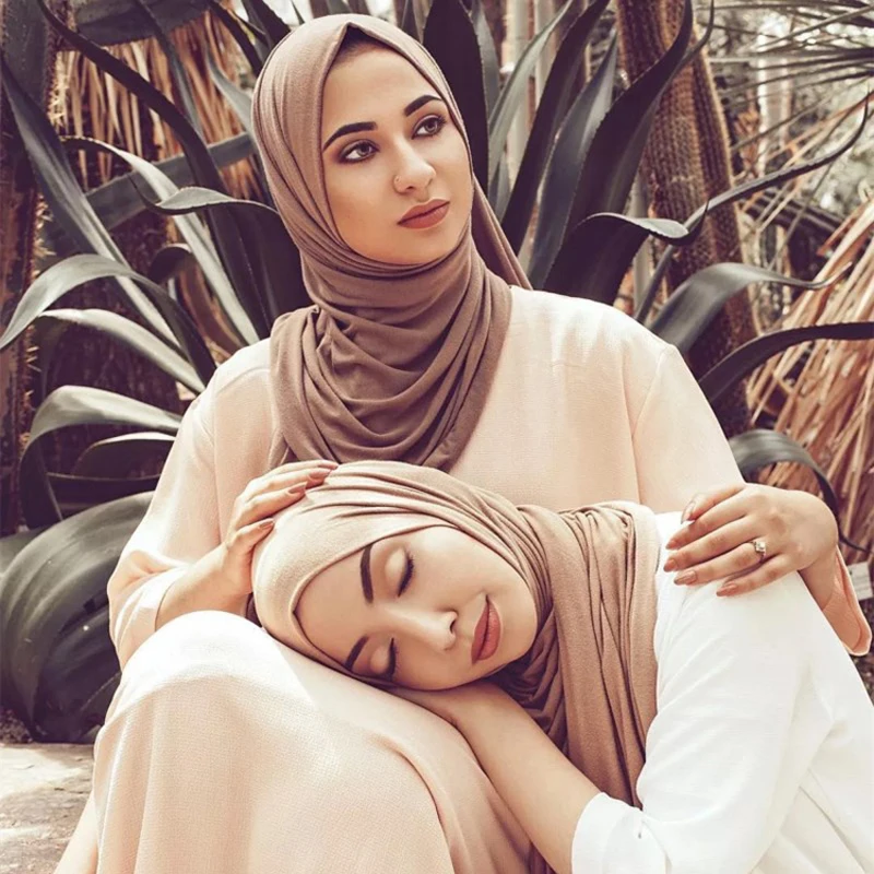 Mados Modalinio ir Medvilnės Jersey Hijab Šalikas Moterims Musulmonų Skara Paprastas Minkštas Galvos Turbaną Apsiaustas Islamo Afrikos Lankelis 170x60cm