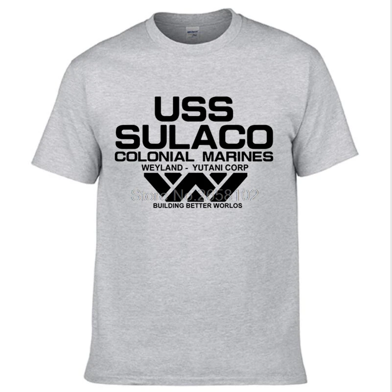 Mados USCSS Nostromo T-Shirt Svetimų USS Sulaco Colonial Marines Užsieniečių Išjungti Pasaulio trumpomis Rankovėmis Marškinėlius Vyrų Medvilnės O Kaklo Tees