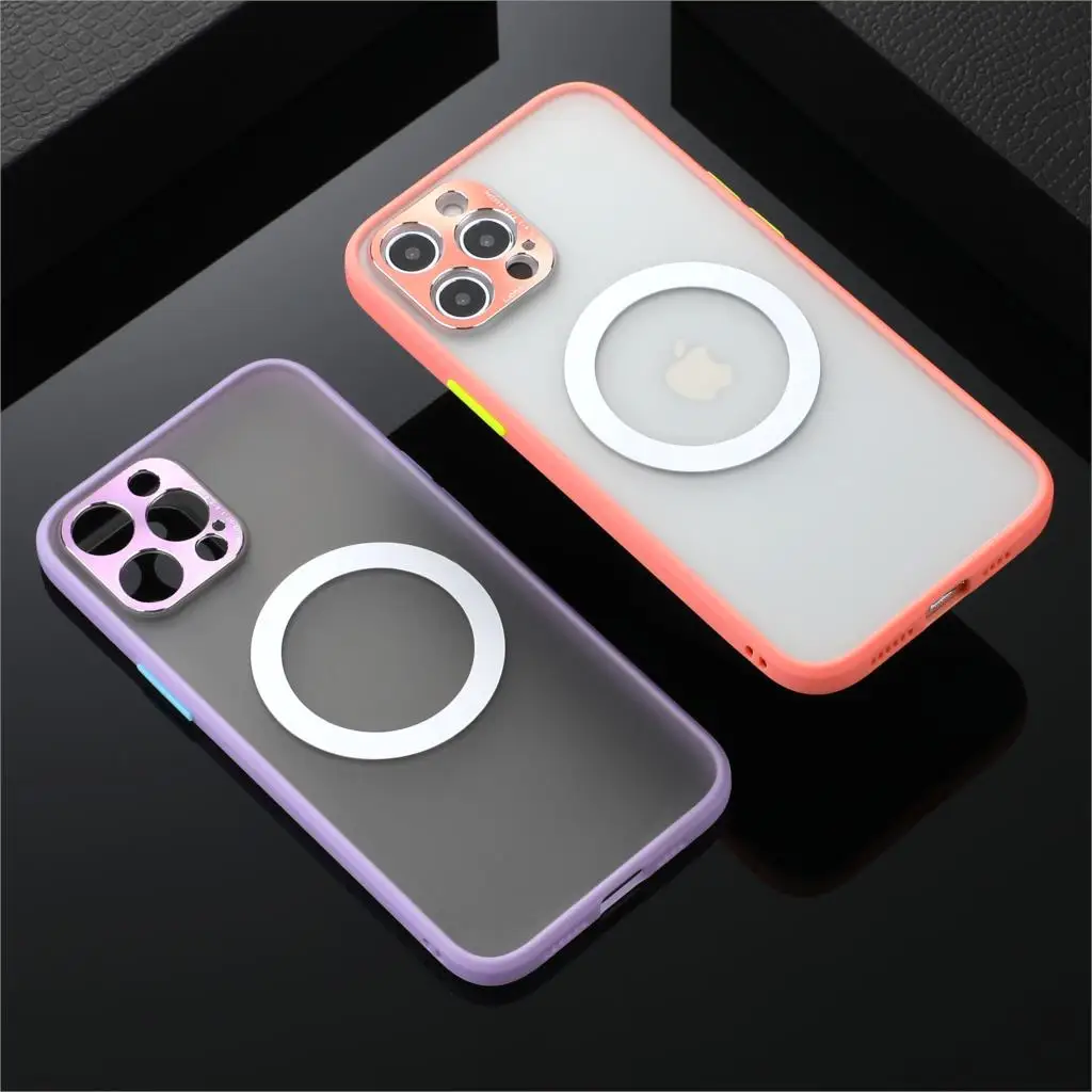 Magsafe Belaidžio Įkrovimo Prabanga Telefono dėklas Skirtas iPhone 11 12 Mini Pro Max Skaidrus Matinis apsauginis Kameros Lęšio Dangtelį