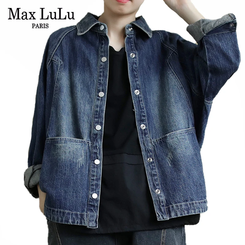 Max LuLu Naujų 2020 M. Korėjos Mados Stilius Pavasario Ponios Vintage Džinsai Švarkai Atsitiktinis Laisvi Moteriški Paltai Moterų Negabaritinių Drabužiai