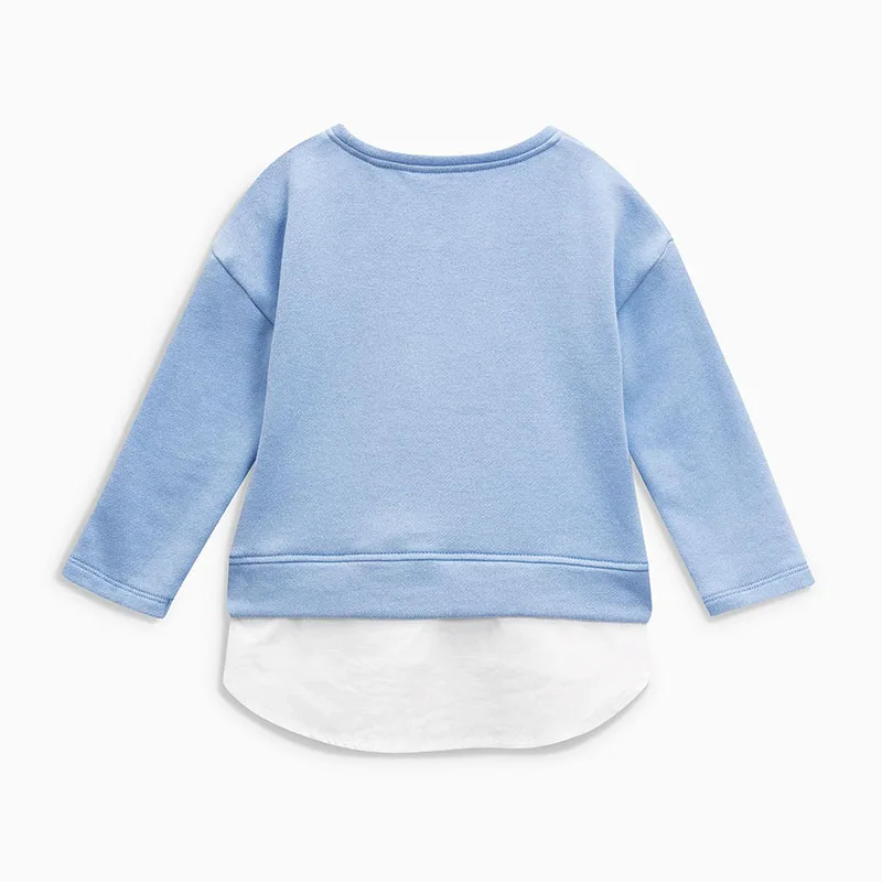 Mažai specialistė, vaikų prekės baby girl drabužiai 2018 m. rudenį naujų mergaičių medvilnės ilgomis rankovėmis O-kaklo vienaragis blue marškinėliai C0111