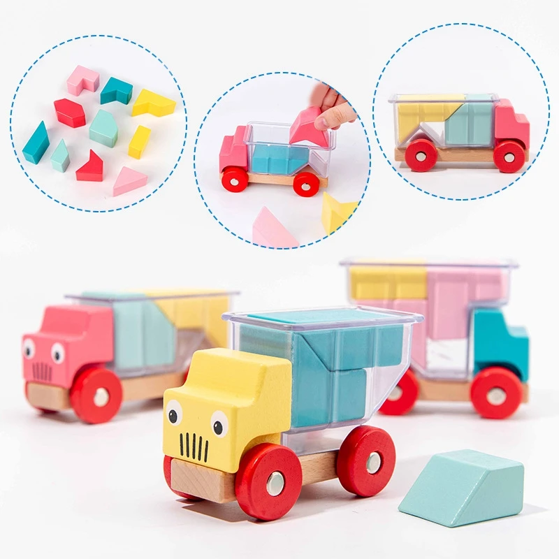 Medinis Sunkvežimis, Pakrautas Žaidimo Kūrimo Bloką, Žaislai Anksti Švietimo Tėvų-Vaikų Interaktyvus Žaidimas Bamblys Mokymosi Žaislai