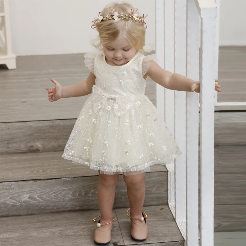 Mergaičių Suknelė 2019 M. Vasarą Mielas Princesė Drabužiai, Kūdikių Drabužiai Gėlių Nėrinių Tutu Baltos Suknelės Vaikas Mergaitė Grupė Dress Bamblys Gimtadienis