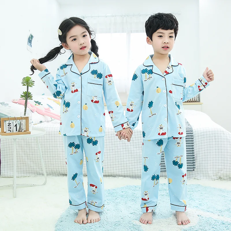 Mergaičių naktiniai marškiniai, pižamos 2020 M. Pavasarį, Rudenį ilgomis Rankovėmis Vaikų Sleepwear Nustatyti medvilnės Pižama Nustatyti Berniukų Pižamos Rinkiniai Vaikams Tracksuit