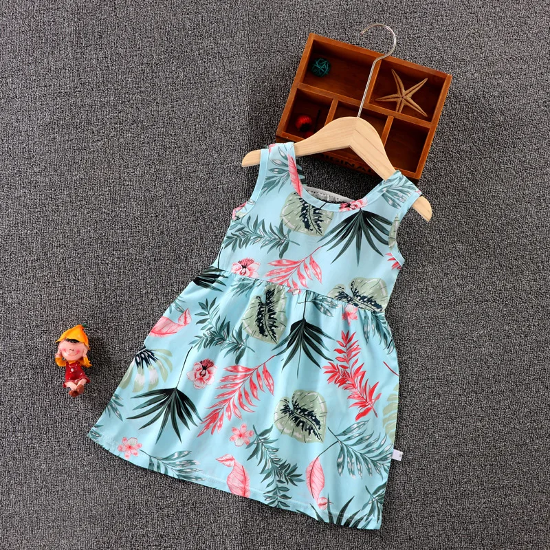 Mergaičių suknelės 2020 m. vasarą naujas berankovis medvilnės vaikų princesė dress baby beach suknelė WT110