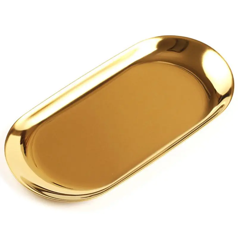 Metalo Saugojimo Dėklas Aukso Ovalo Punktyras Vaisių Plokštė Smulkių Daiktų Papuošalai Ekranas Dėklas Veidrodis