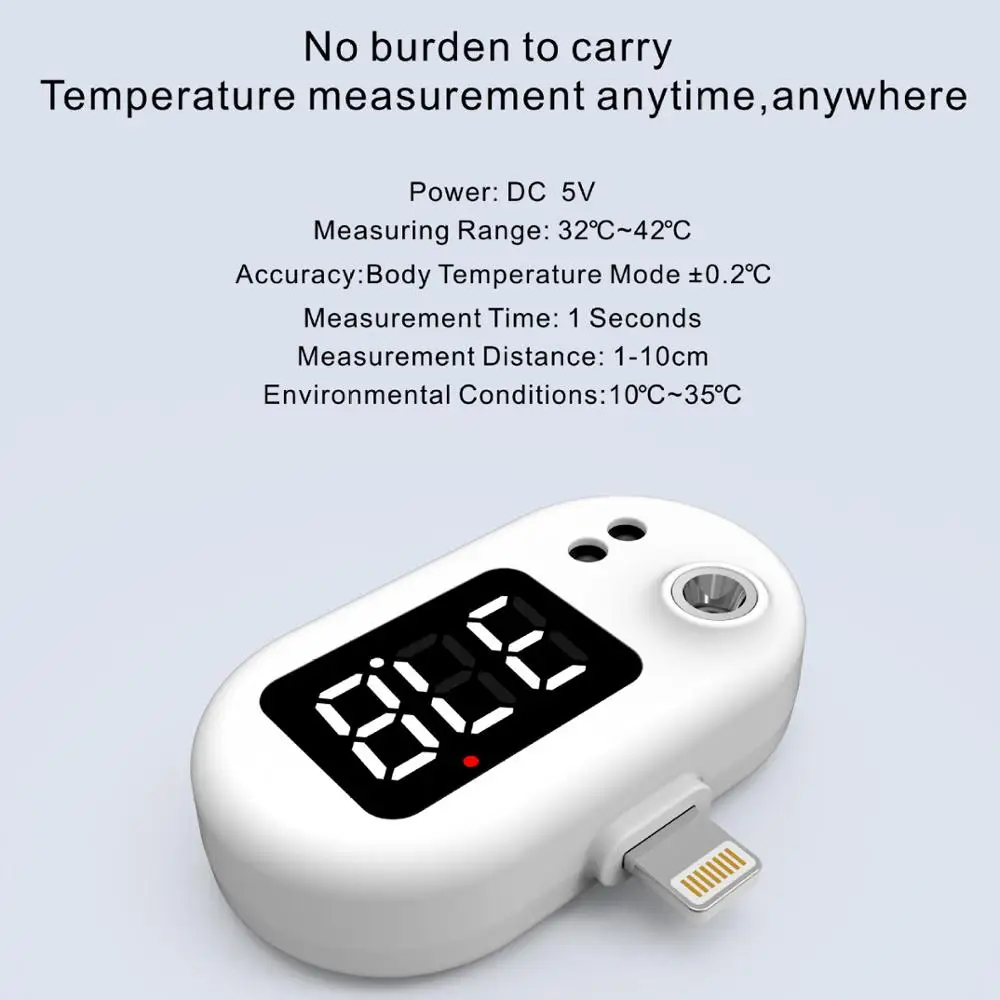 Mini Nešiojamos Infraraudonųjų spindulių USB Termometras su Tipas-C/ 