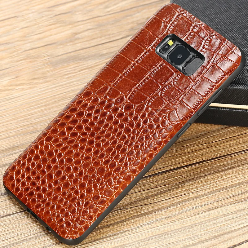 Mobiliojo telefono dėklas Samsung S8 krokodilo odos aukštyn ir žemyn, tekstūra, skirtus Samsung Note 8 9 S9 S10 A5 7 8 j5 6 telefono galinį dangtelį