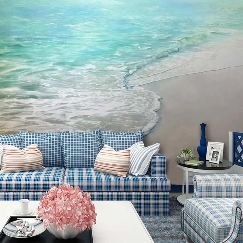 Modernus Nordic Stiliaus Tapetai, 3D Gražus Rankų Dažytos Marina Beach Aliejaus Tapyba, Freskos Kambarį Miegamojo Sienos Popierinės 3 D
