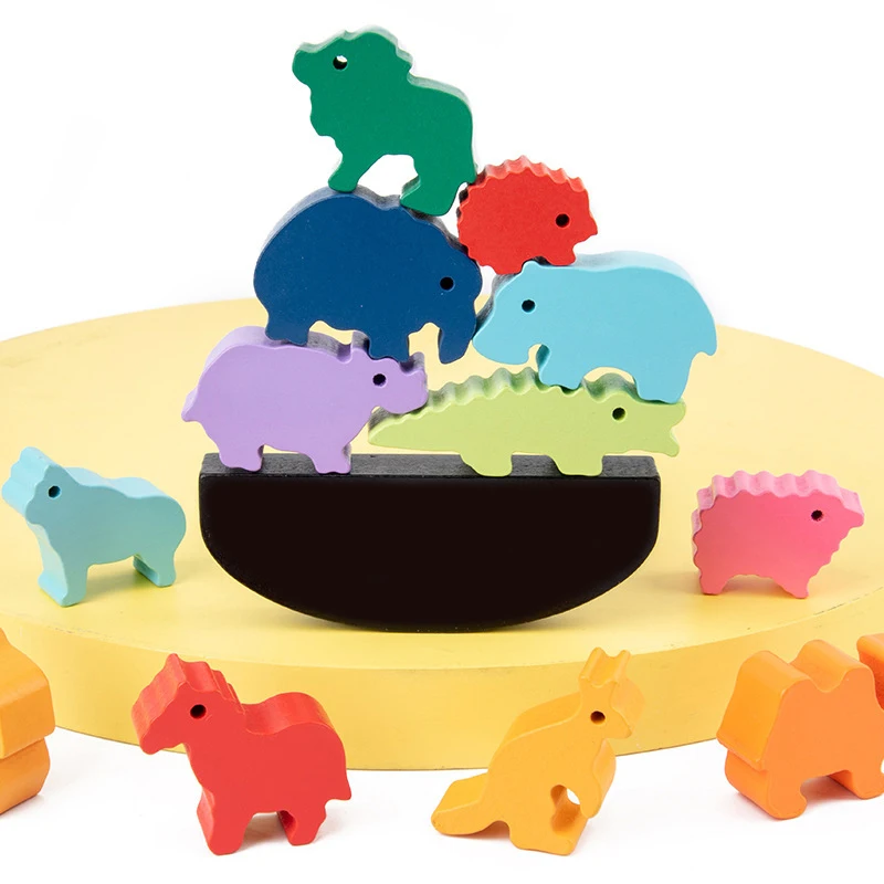 Montessori Žaislai, Mediniai Švietimo Žaislai Vaikams Ankstyvo Mokymosi Medžiagos Vaikams Žvalgybos Subalansuoti Gyvūnų Blokai