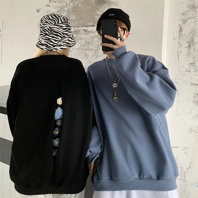 Moterys, Negabaritinių Hoodie Prarasti Moterų Siuvinėjimo Palaidinukė Hoodies Harajuku Kpop Streetwear Korėjos Mados Gėlių Alphabeter