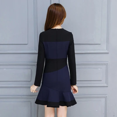 Moterų Patenka 2018 Naujas Mados Elegantiškas Visą Rankovės Kratinys Atsitiktinis Suknelė Mini Trumpas Undinė Slim Šalis Suknelės