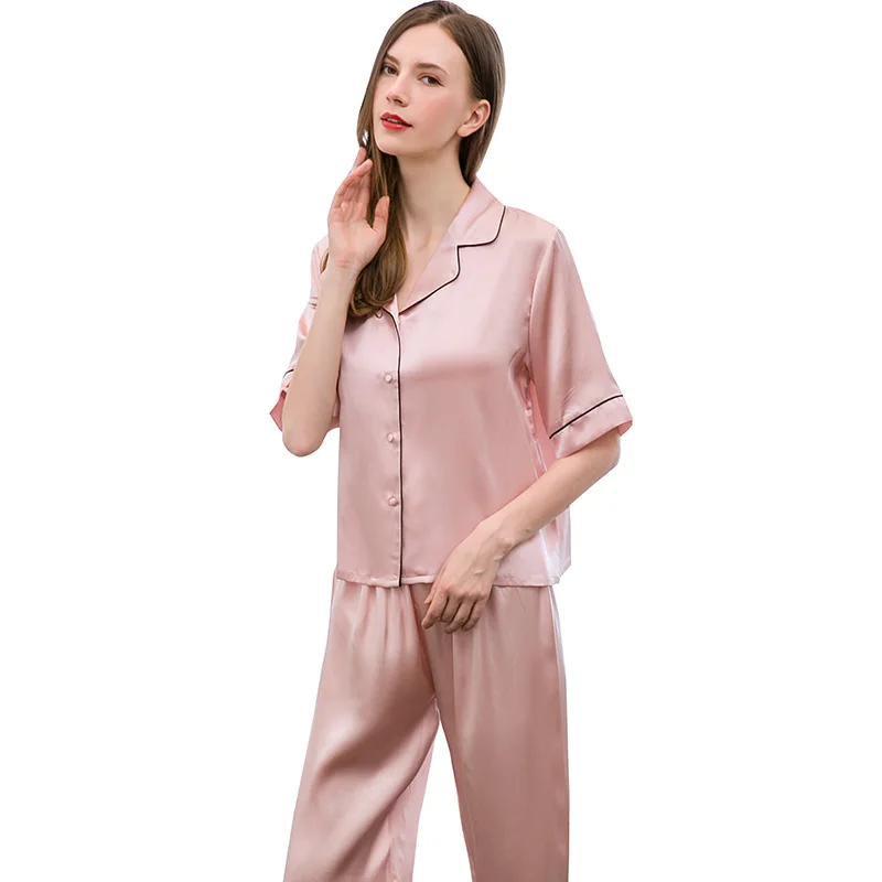 Moterų Šilko Laisvalaikio Drabužiai Pižama Nustatyti 2019 Lounge Sleepwear už Ponios Pižamą Pižama, Gamtos, Gryno Šilko Nightshirt Rinkiniai