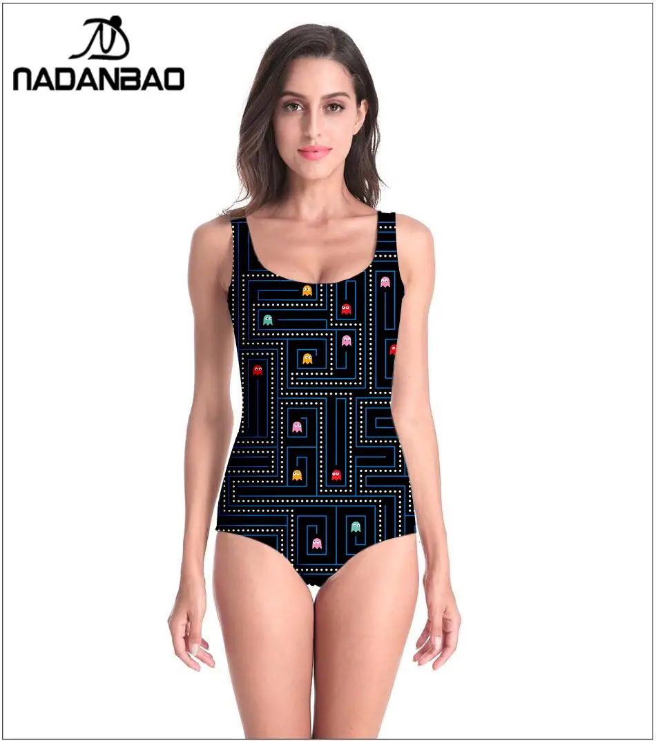 NADANBAO 2021 PAC-MAN spausdinami moterų maudymosi kostiumėlį, seksualus vientisi maudymosi kostiumėliai