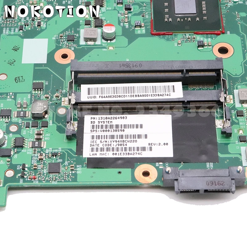 NOKOTION V000138730 6050A2264901-MB-A02, skirtas TOSHIBA Satellite L300 L305 Nešiojamas GL40 pagrindinė plokštė DDR2 Nemokamai cpu
