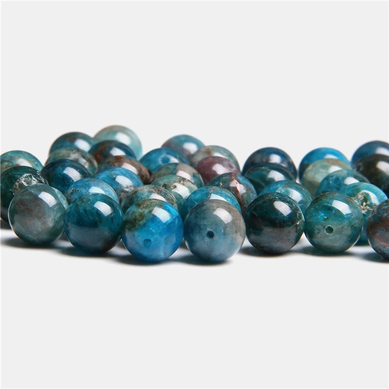 Natūraliai mėlyname apatite akmens karoliukai prarasti tarpine apvalus perlas akmens karoliukai moterų papuošalai priėmimo apyrankės karoliai, auskarai didmeninės