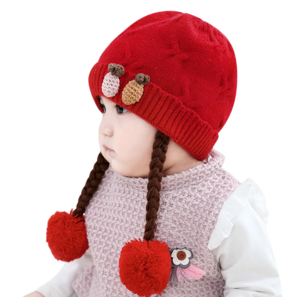 Naujagimio Skrybėlę Bžūp Mielas Žiemos Nerijos Nėrimo Mezgimo Skrybėlės Kepuraitė Pūkų Kamuoliuką Vaikams, Vaikiška Mergaičių, Kūdikių Bžūp