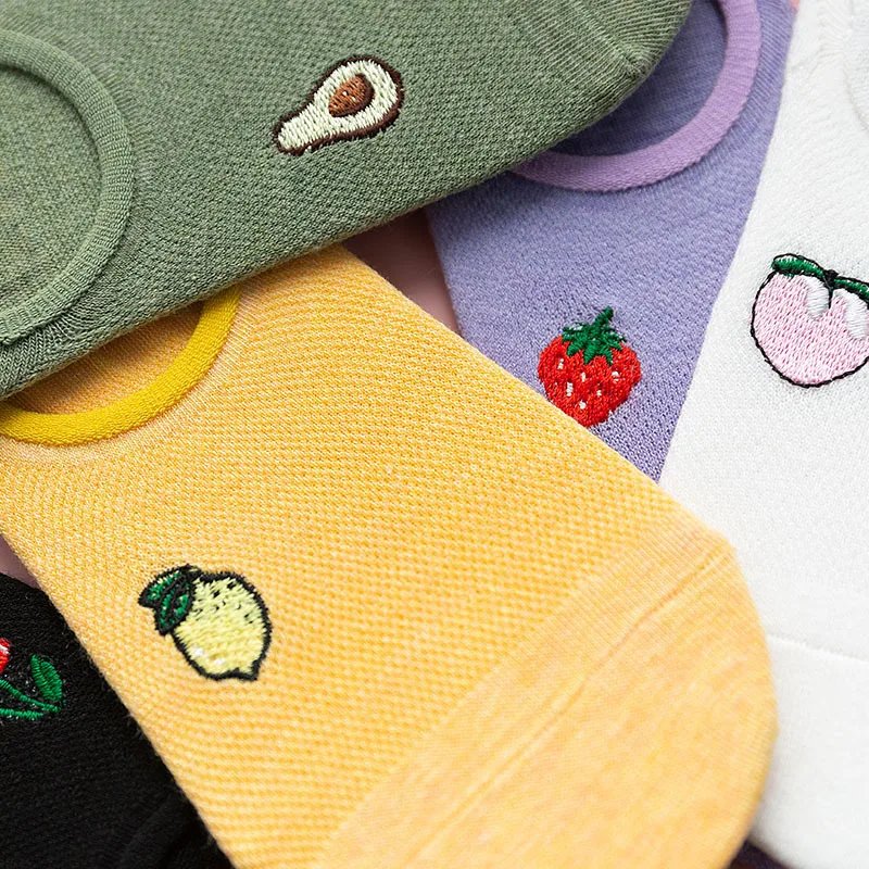 Naujas Mados moterų kojinės meno laimingas vaisių šalis valtis kojinės patogus braškių, vyšnių avokado citrinos, arbūzas medvilnės kojinės