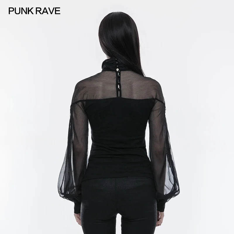 Naujas Punk Rave Atsitiktinis Medvilnės Tuščiaviduriai Iš Perspektyvos Viktorijos Black, Gothic Sexy Moterys T-Shirt WT492