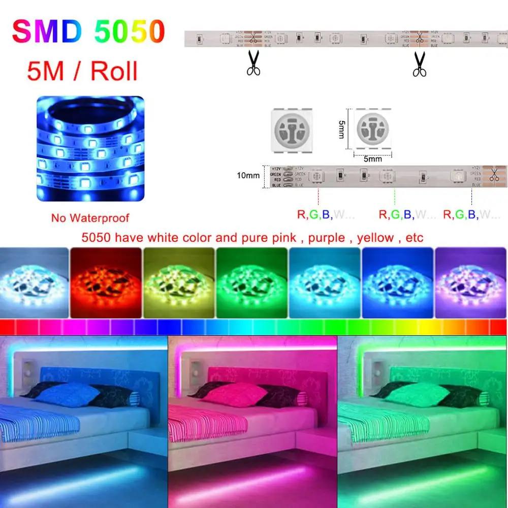 Naujas RGB 5050 LED Šviesos Juostelės 