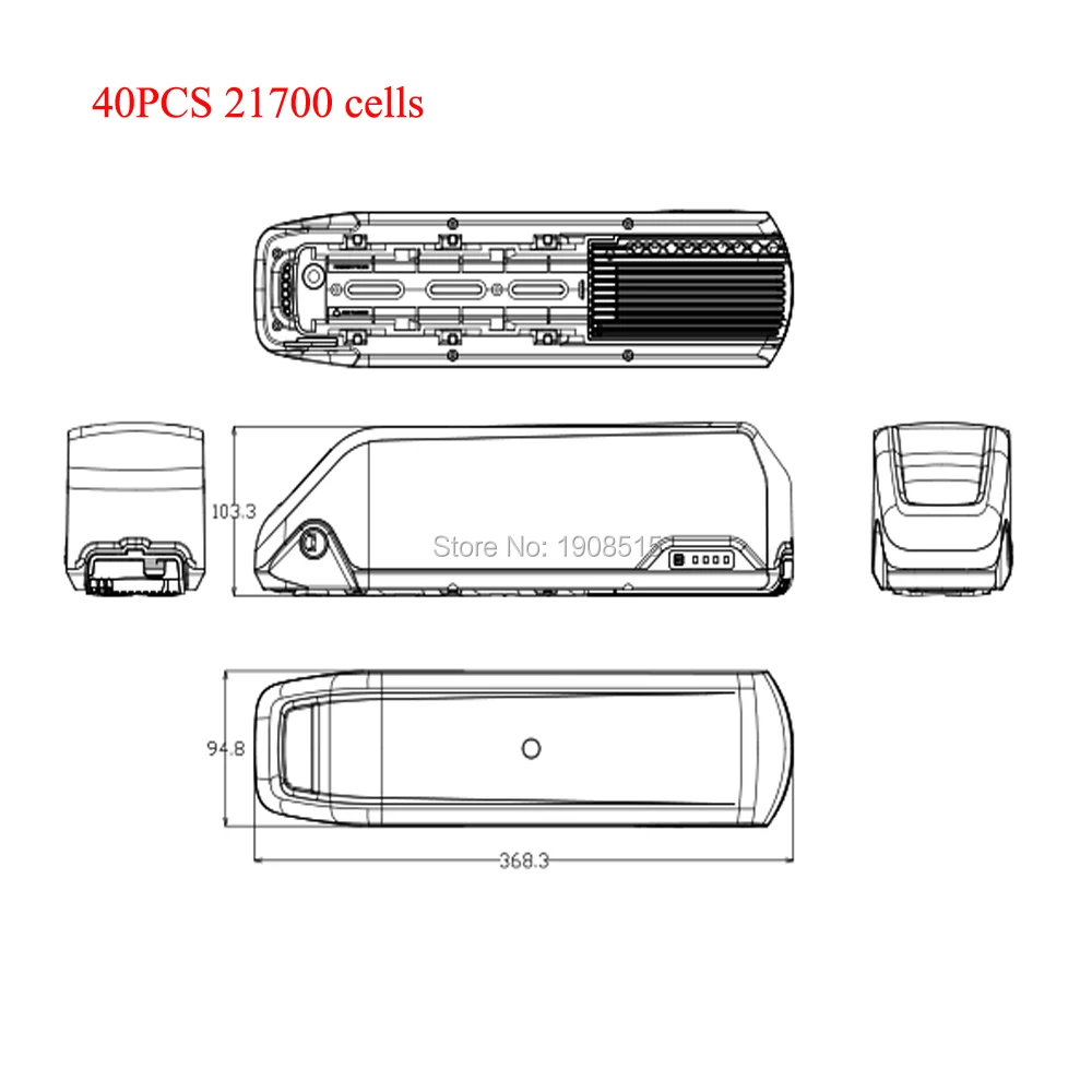 Naujas atvykimo jumbo ryklys baterija lauke 24V 36V 48V 52V baterija langelį 40pcs 52pc 21700 ląstelių ryklys baterija atveju