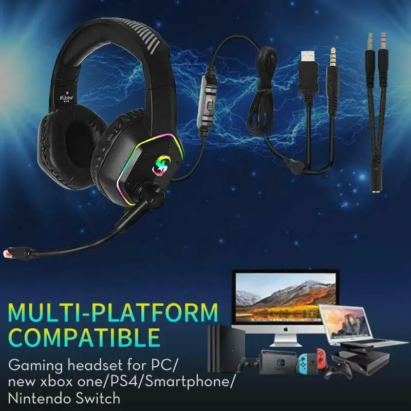 Naujas Žaidimų Ausinės 3,5 mm K15 Žaidimų Ausinės Su LED Mikrofonas laisvų Rankų įranga Prabangaus Spindesio PC Nešiojamas PS4 Slim Xbox One X S