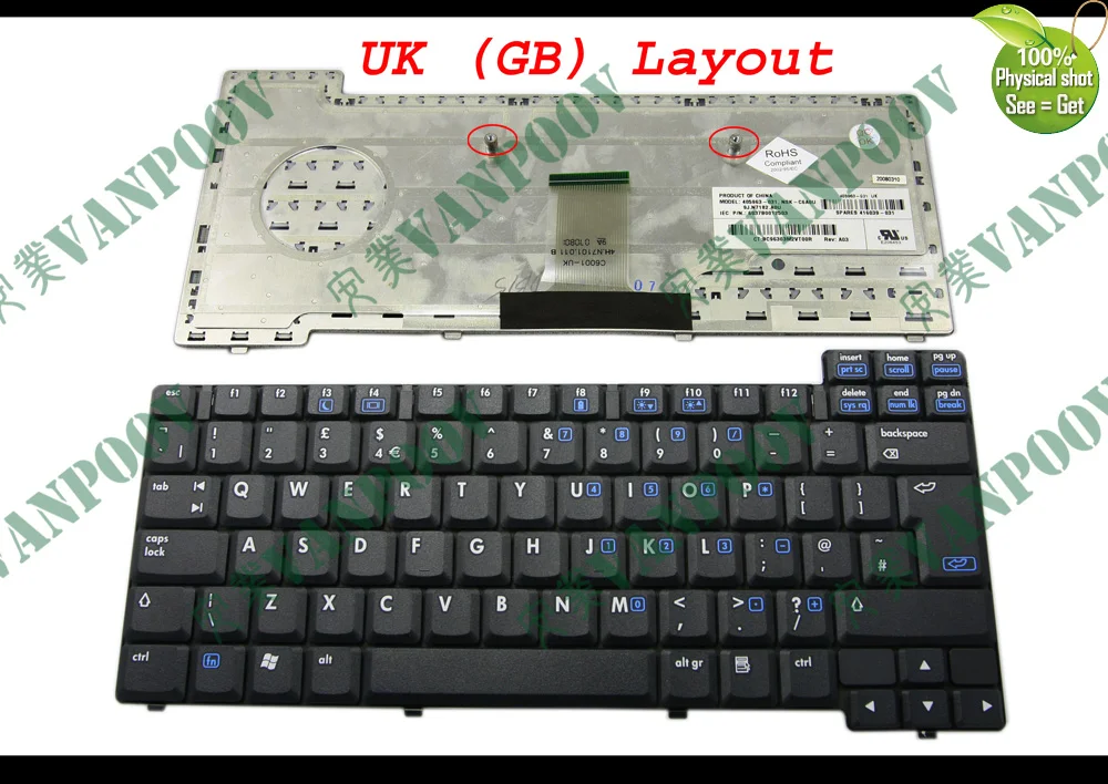 Naujo Nešiojamojo kompiuterio klaviatūra HP Compaq nc6110 nc6120 nx6110 nx6120 matt Black UK GB versija - NSK-C6A0U
