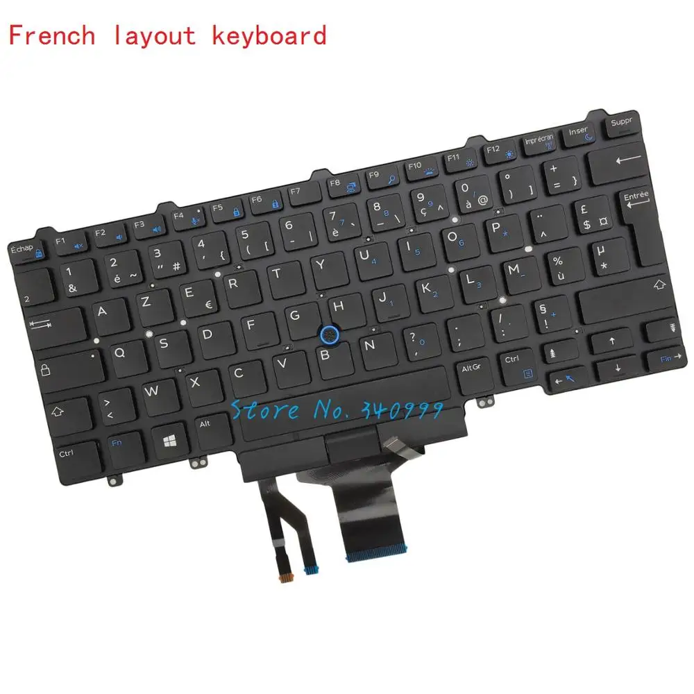 Naujoji klaviatūra Azerty Fr klaviatūra DELL Latitude E5450 E5470 E7450 E7470 su apšvietimu, prancūzų