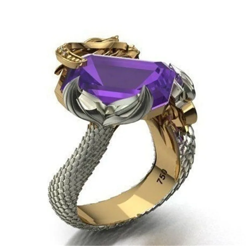 Naują Dviejų spalvų Undinė Ametistas Žiedas Asmenybės Kūrybos Pokylių Žiedas Tendencija Šalis Žiedas Atostogų Dovanų Žiedą