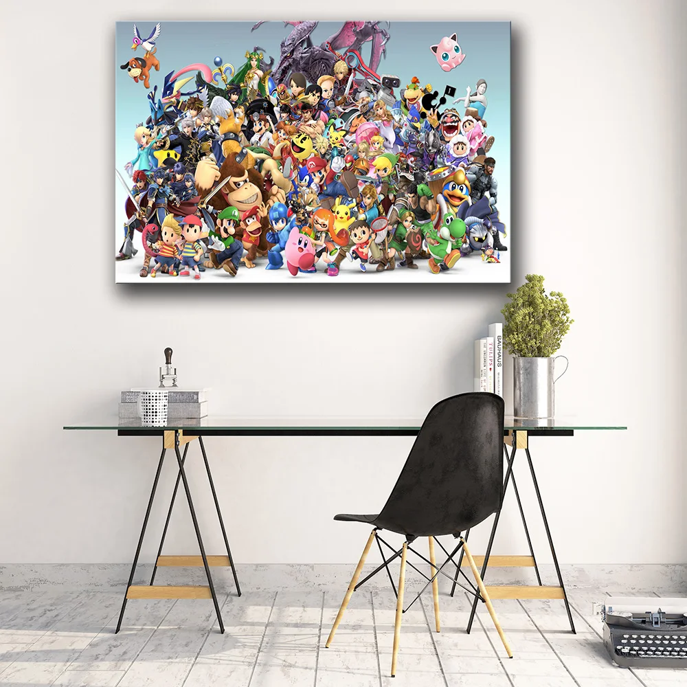 Neįrėminti Plakatas Dekoravimas, Tapyba Super Smash Bros HD Drobės drobės tapybos meno žaidimas plakatas sienos menas drobė