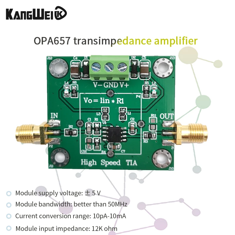 OPA657 transimpedance IV -FET high-speed APD\PIN didelės spartos linijiniai nustatymo pakeitimas/TIA stiprintuvo modulis