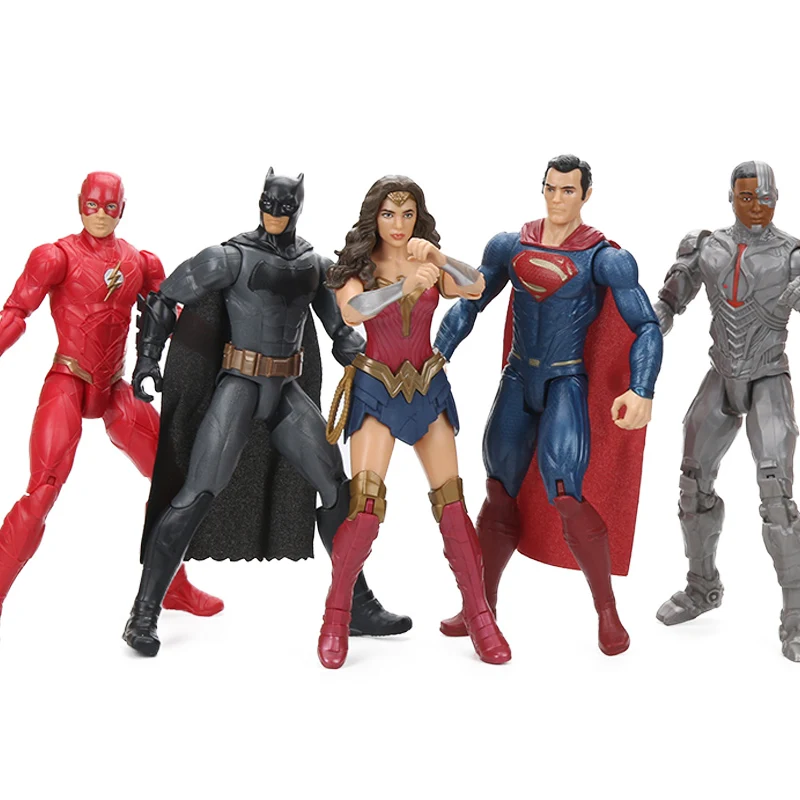 Originalus Komiksų Žaislai Teisingumo Lyga Įdomu Moteris Flash Betmenas, Supermenas Cyborg PVC Veiksmų Skaičius, Žaislų Kolekcijos Modelis Lėlės