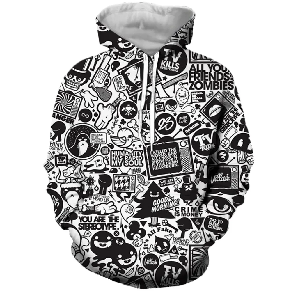 PLstar Kosmosas Mados Vyrų hoodies piktadarys simbolių animacinių filmų Koliažas 3d Spausdinimo Unisex Hoodie Atsitiktinis Streetwear Tracksuit KT-999