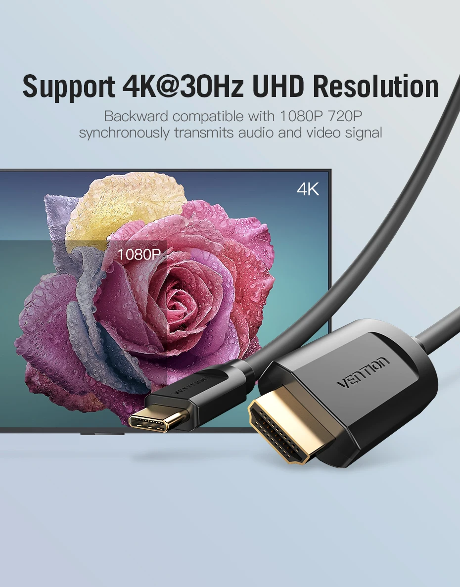 Paj USB C HDMI 4K C Tipo HDMI Kabelis HDMI Adapteris, skirtas 