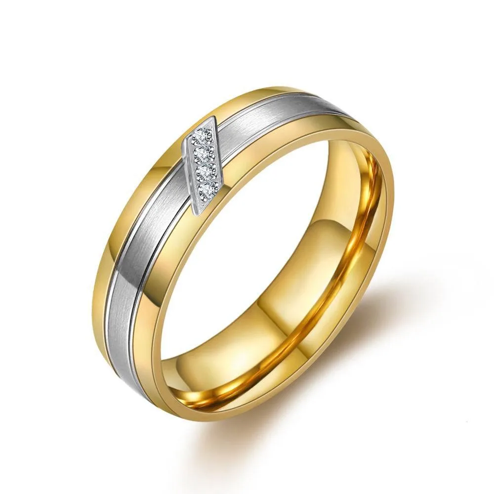 Porų žiedus, vyrų ir moterų jam &jos AAA cirkonis deimantai, aukso tonas, nerūdijančio plieno, titano vestuvės vestuvinis žiedas papuošalų rinkinys