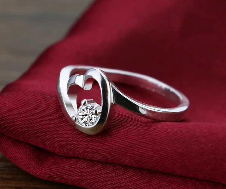 Puikus širdies žiedas moterims kietas 925 sterlingas sidabro žiedas aukštos kokybės 5A cirkonis žiedas sterlingas sidabro papuošalai, mada aksesuarai