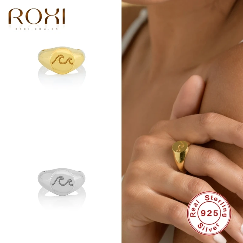 ROXI Ins, Blizgus, Apvalus Simbolis Atidaryti Žiedai, Moterų, Vyrų, Geometrijos Žiedas 925 Sterlingas Sidabro Piršto Žiedai, Sužadėtuvių Žiedas Papuošalai