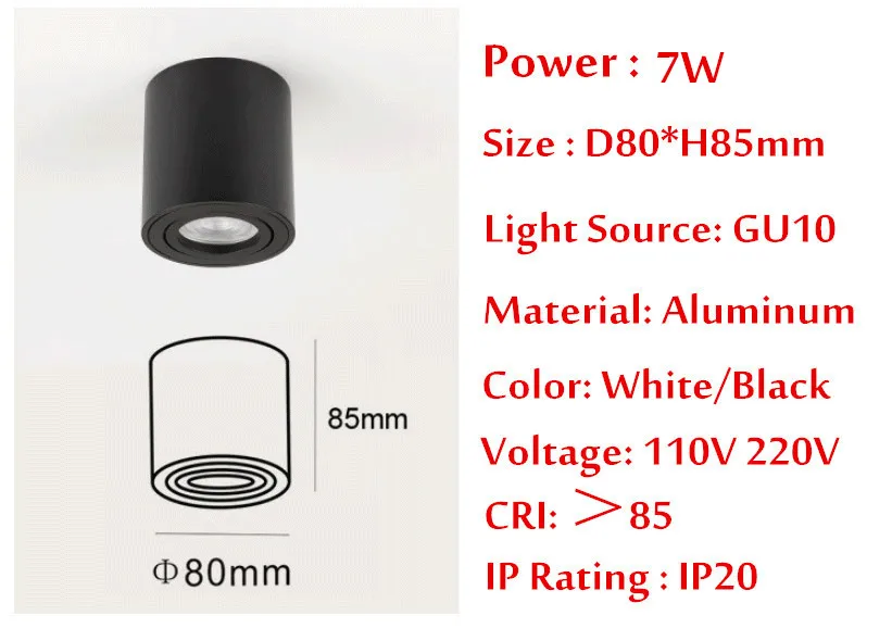 Reguliuojamas LED rąsto Mount Trimless Downlight GU10 Rungtynių Cilindrų Lubų Žemyn Vietoje Šviesos Miegamojo Lempa GU 10 Montavimo