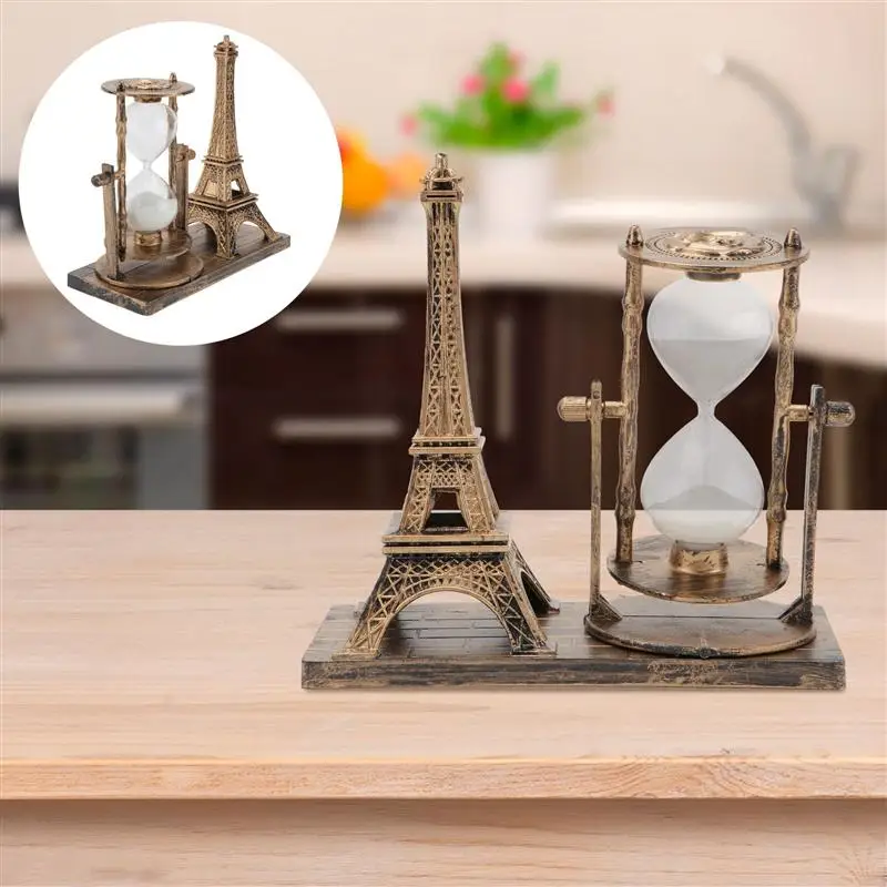 Retro Smėlio Laikrodis Dekoro Darbalaukio Sandglass Laikmatis Eifelio Bokštas Ornamentu
