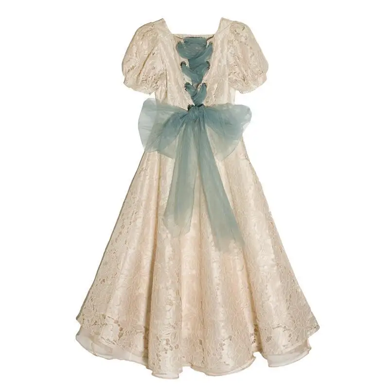 Retro Vintage Suknelė Moterims, Elegantiška Siuvinėjimas Nėrinių Šifono Sluoksniuotos Rankovėmis Suknelė Vasaros Korėjos Japonija Stiliaus Kawaii Prancūzijos Suknelė 2020 M.