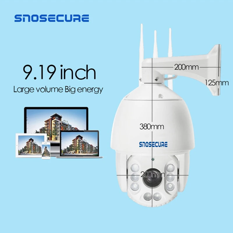SNOSECURE HD1080P PTZ 4G 3G SIM Kortelę Lauko Speed Dome 30X Zoom 300M Camera, 2-Way Audio Night Vision