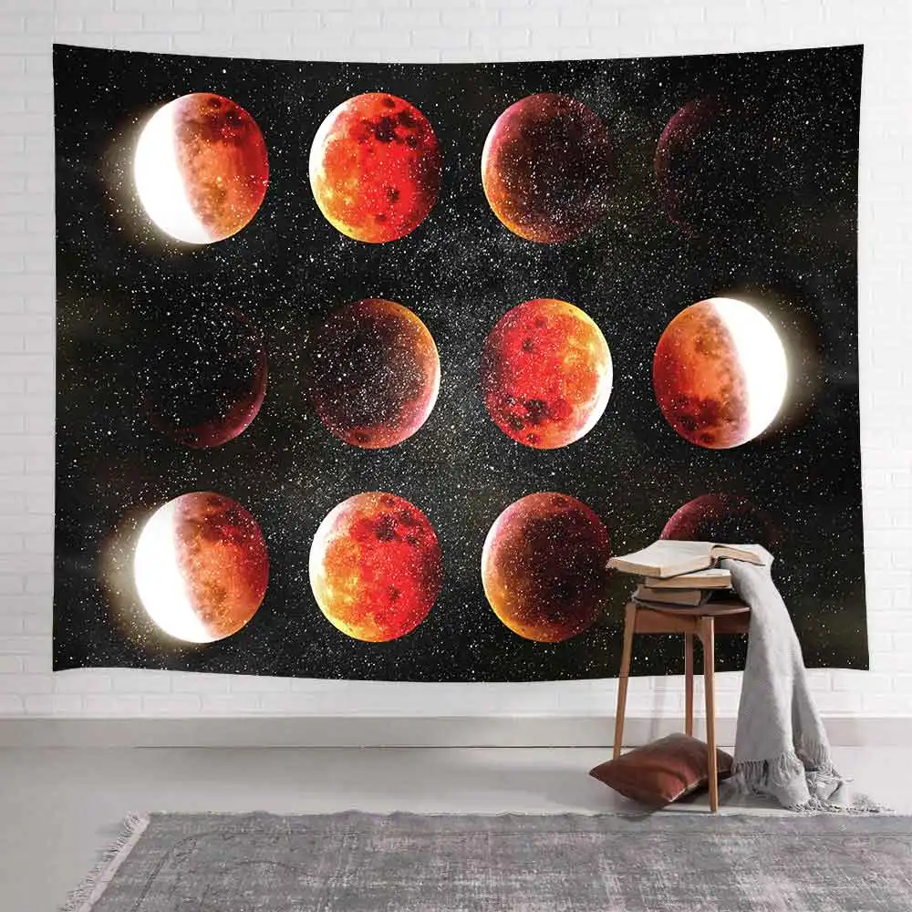 Simsant Mėnulį, Žvaigždynų Gobelenas Galaxy Eclipse Sienos Kabo Gobelenai Gyvenimo Kambario, Miegamasis Bendrabučio Namų Dekoro Antklodė