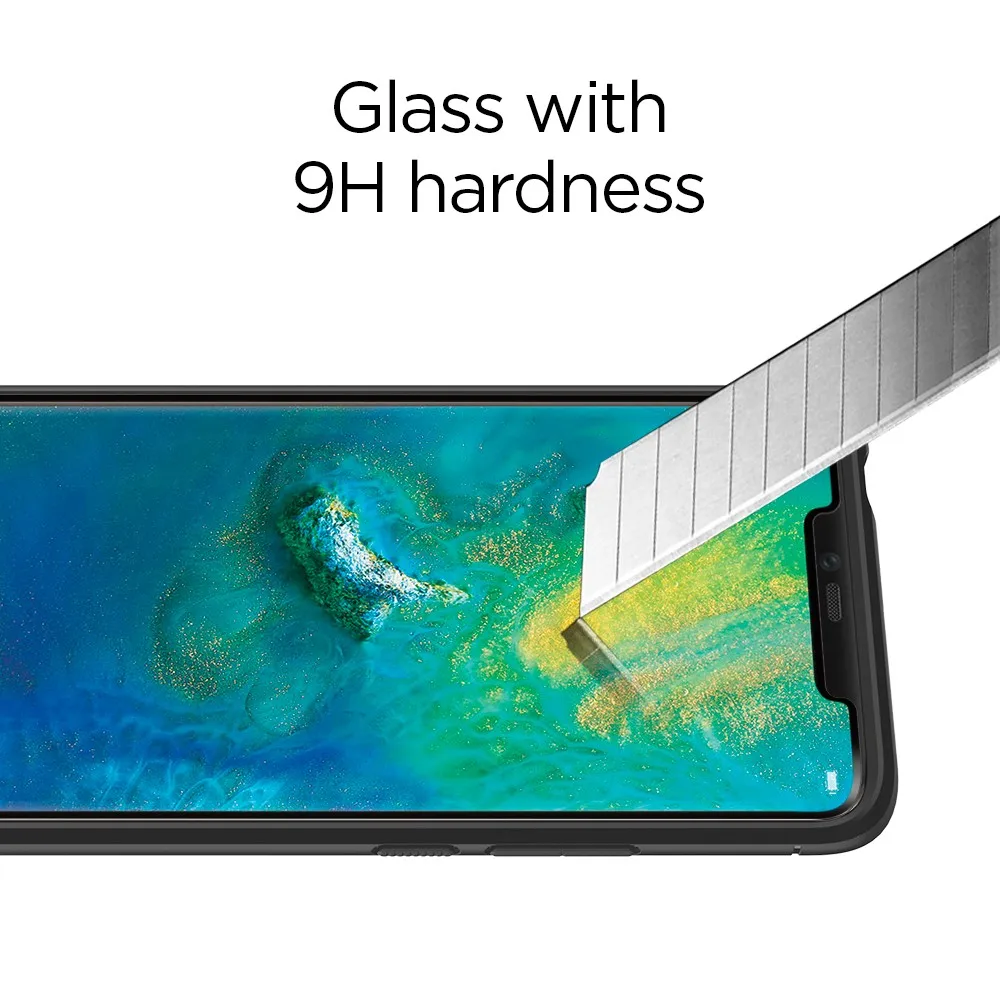 Spigen Huawei Mate 20 Pro / Mate 30 / Mate 30 Pro Screen Protector Glas.tR Lenkta Juoda (1Pack) Grūdintojo Stiklo Plėvelės