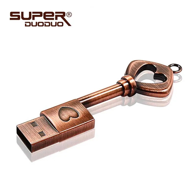 Superduoduo usb Metalo Gryno Vario Širdies Raktą Dovanų USB Flash Drive mini USB Raktą Originali 4gb 8gb 16gb 32gb 64GB Nykščio Stick