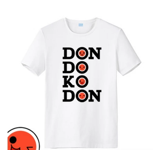 Taiko ne Tatsujin DONDOKODON Spausdinti Animacinių filmų Tee Marškinėliai Juodi / Balti trumpomis Rankovėmis T-shirt