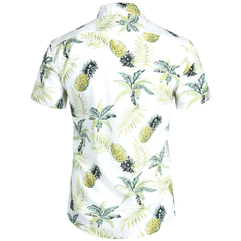 Tamsiai Mėlyna Ananasų Havajų Marškinėliai 2019 M. Vasarą Mens Trumpomis Rankovėmis Suknelė Marškiniai Tropinių Gėlių Havajų Marškinėliai Vyrų Camisa Socialinės