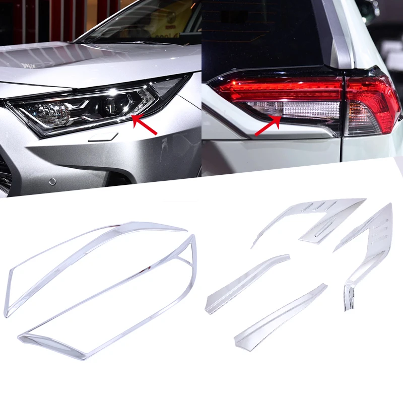 Toyota RAV4 2019 2020 ABS Chrome Priekiniai Galvos + Galiniai Šviesos Lempos Supa Padengti Apdaila Bezel