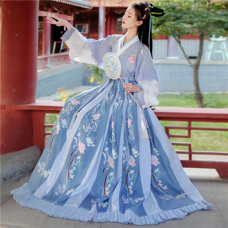 Tradicinis Kinų Hanfu Suknelė Moterims Han Dinastija Senovės Princesė Kostiumas Siuvinėjimo Rytų Tang Dinastijos Šokių Drabužiai